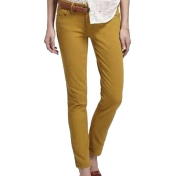 Pilcro and the Letterpress Denim - Anthropologie Pilcro and the Letterpress Mustard Yellow Coloured Jeans